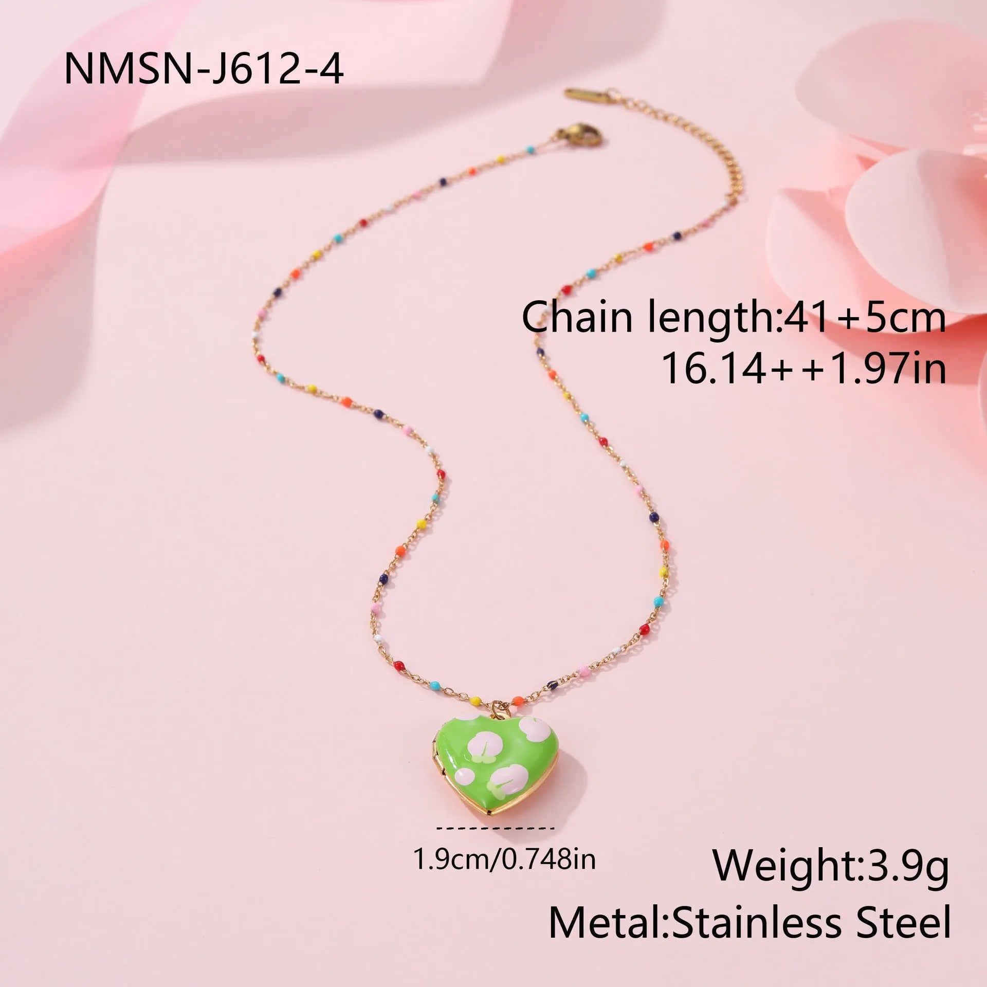 Stainless steel fruit pendant necklace with 18K gold plating and adjustable 41-50cm chain
