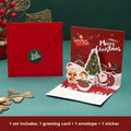 Three-dimensional blessing greeting card in fresh style, handmade from cardboard, with fold design on a flat surface