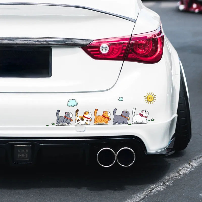Climbing cats car sticker with five cats design on PVC material for vehicle decoration