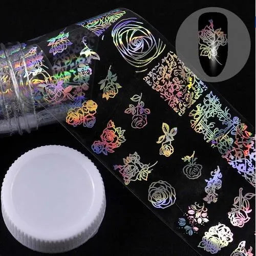 Nail sticker beauty products with 1 metre starry paper and 4 cm width in plastic bottle packaging