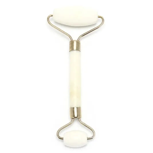 Portable natural jade facial massage roller with single roller head for anti-wrinkle and slimming care.