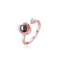 Pair of adjustable copper couple rings with electroplated rose gold and platinum finishes