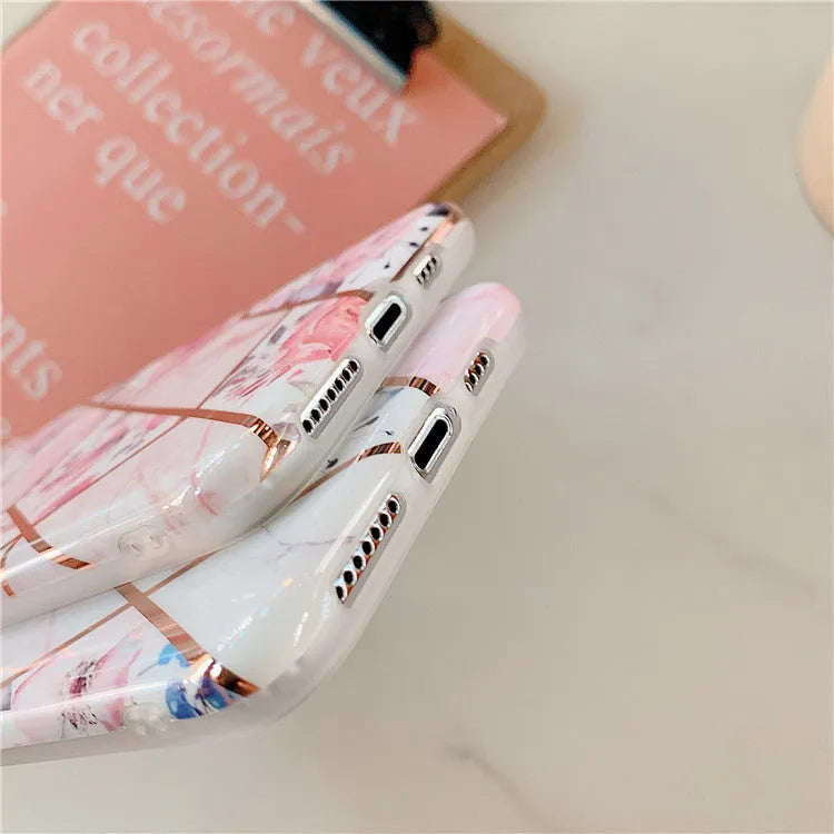Stitching retro flower phone case for iPhone with TPU PC back cover in two colour styles