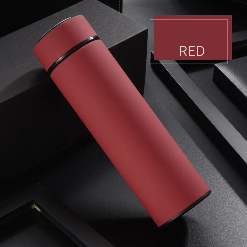 450ml stainless steel vacuum insulated water bottle in black, red, gold, or blue colour