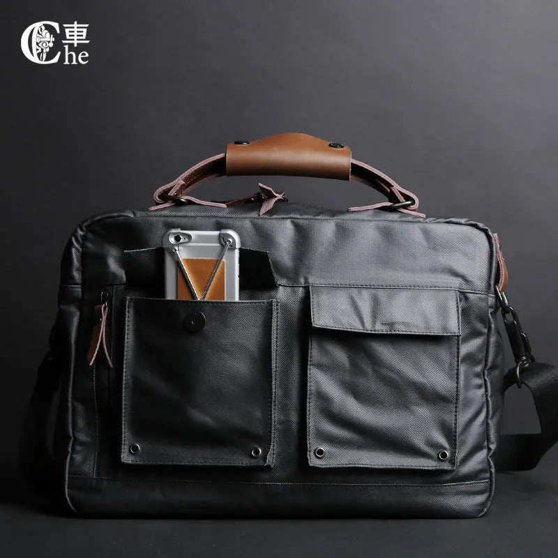 Dpark black single shoulder laptop bag for 14-15 inch laptops shown next to brown and khaki colour options.