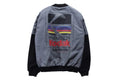 Hip hop style unisex cotton baseball jacket in grey with round neck and side slit pockets