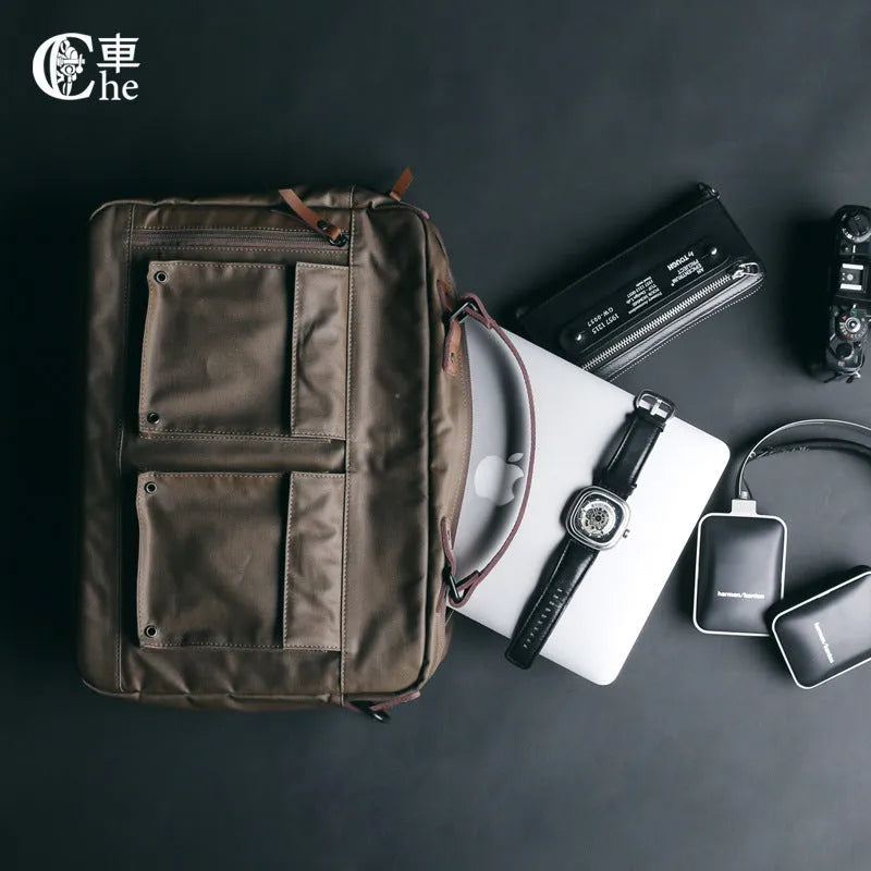 Dpark black single shoulder laptop bag for 14-15 inch laptops shown next to brown and khaki colour options.