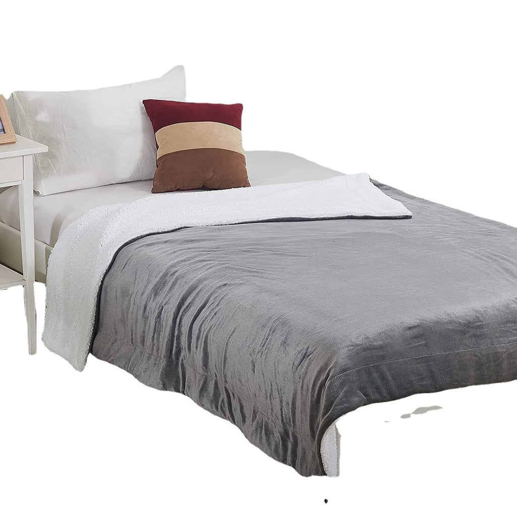 USB electric heating blanket in grey colour with flannel fabric and temperature controls