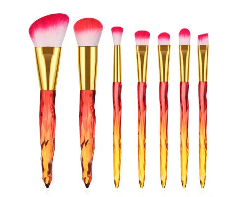 10 clear crystal diamond shank foundation brushes with artificial fibre bristles in four colour options