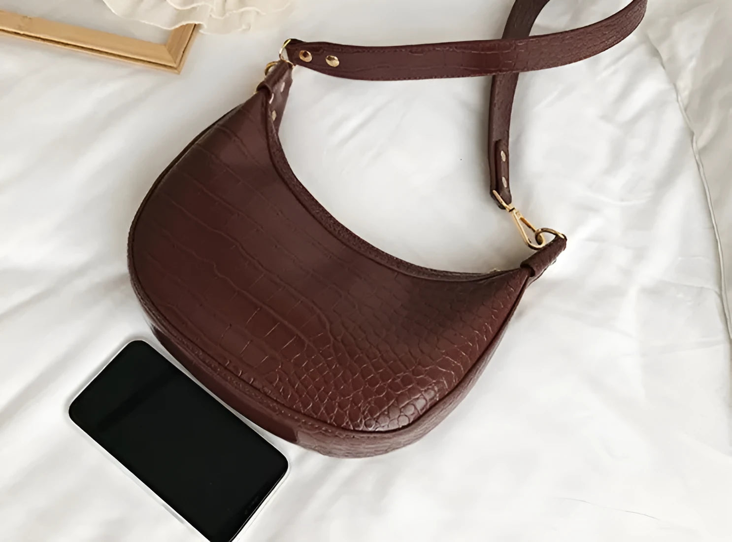Fairy dumpling bag in PU with crossbody strap, 24cm wide, available in multiple colours