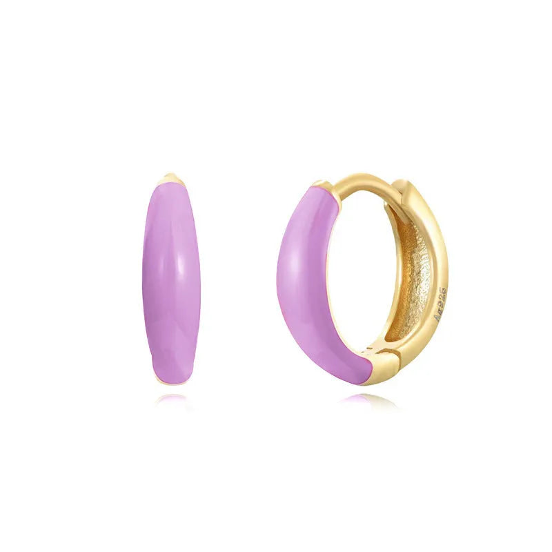 Geometric oval curved epoxy earrings with U-shaped design in seven colour options