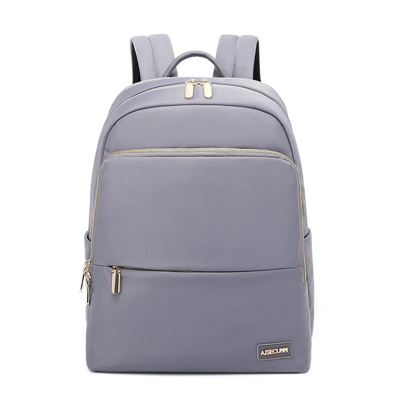 Oxford cloth women's backpack in black or purplish grey with large capacity design