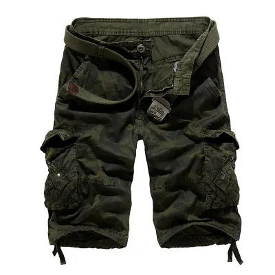 Men's loose camouflage cotton overalls in army green with multi-pocket design, size L to 6XL