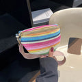 Blue woven straw women's shoulder bag with single strap and shell shape