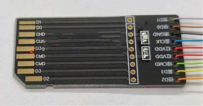 EMMC read and write tool for car audio host maintenance with SD card port connector