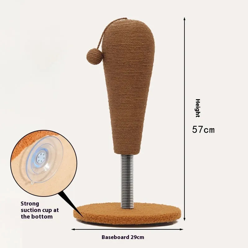 Hemp rope cat scratch board with integrated tumbler toy in large and small sizes