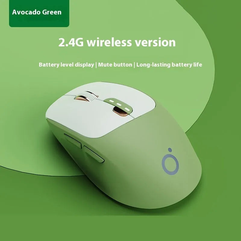 Wireless Bluetooth mouse in Matcha Green colour showing ergonomic shape and silent click buttons