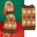 Snowflake patterned dog Christmas sweater in grey and dark brown acrylic knit