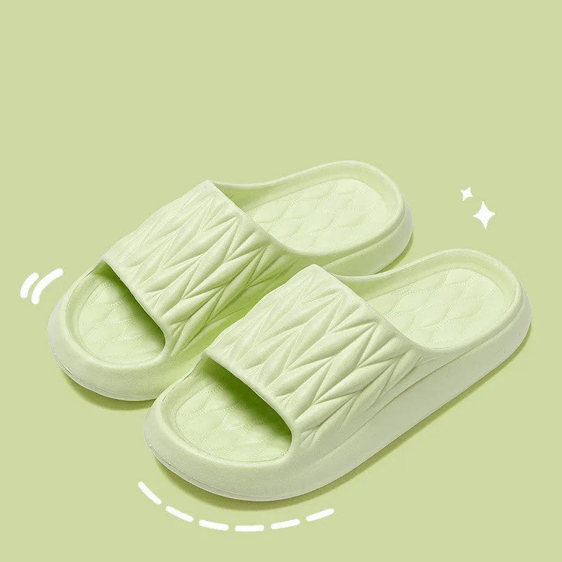 Leaf texture pattern EVA house slippers in assorted colours with non-slip soles
