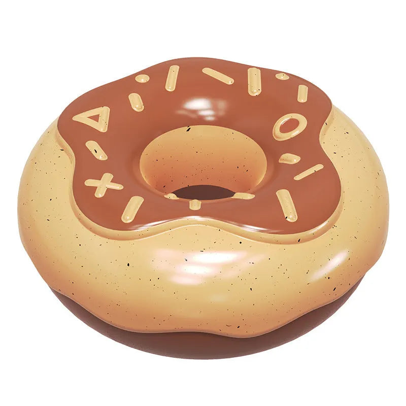 TPR donut dog toy in pink colour with textured surface for molar teeth cleaning