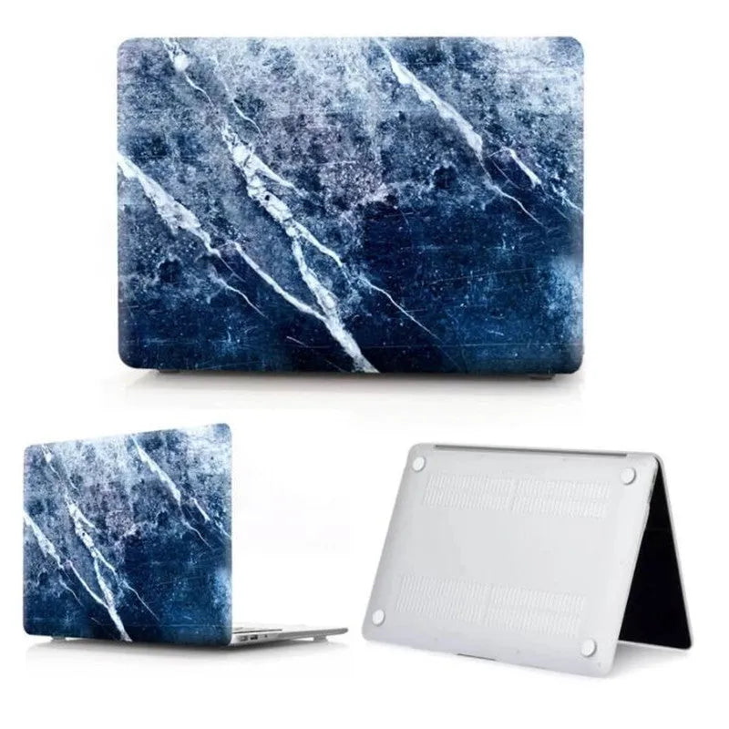 Marble-pattern PC hard shell case for MacBook Air and MacBook Pro with precision cutouts