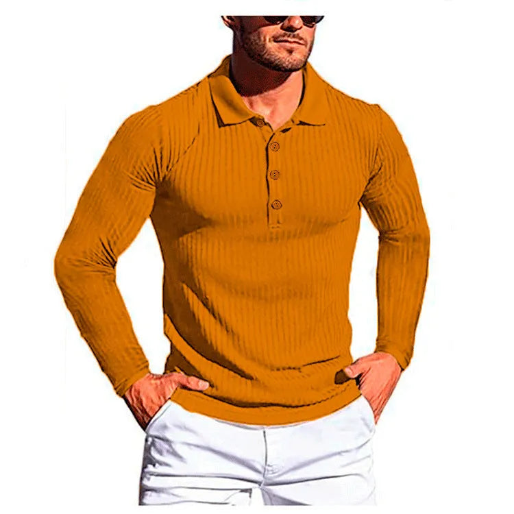 High elastic slim knit bottoming shirt in striped pattern with short sleeves and loose fit