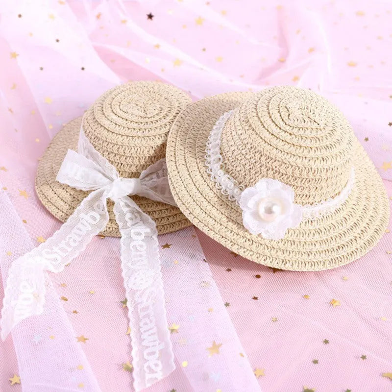 Handmade paper pet hat with bowknot for a dog or cat, shown in a cartoon style
