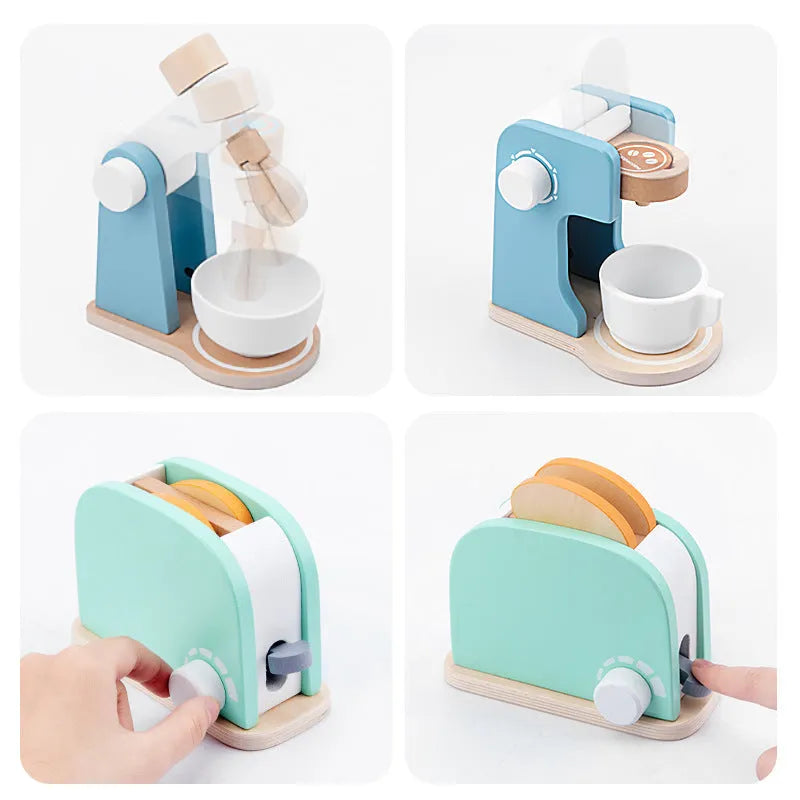 Wooden simulation play house toy – kitchen appliance for children, colour box packaging
