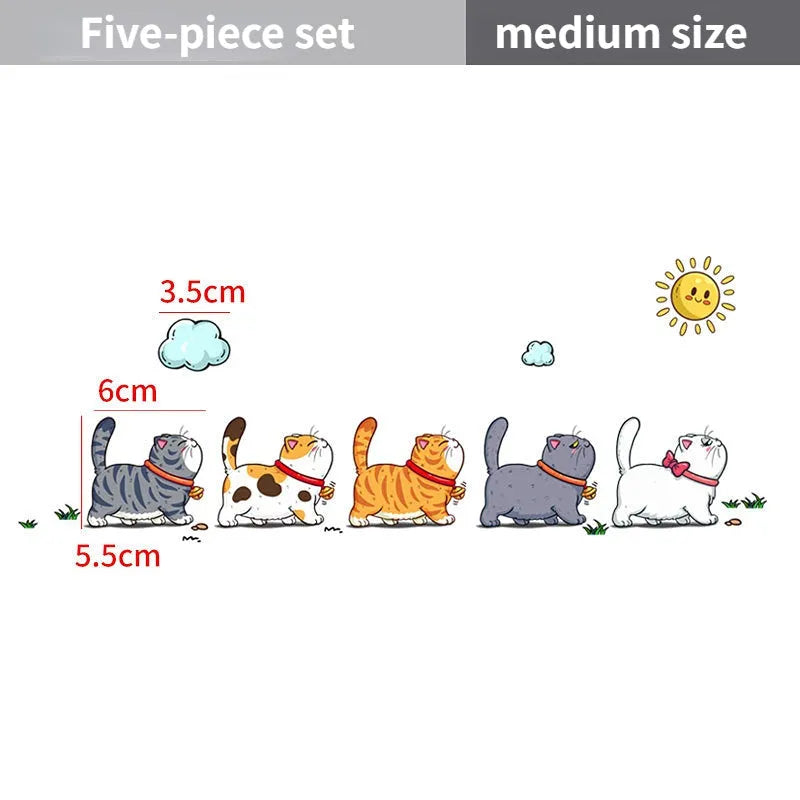 Climbing cats car sticker with five cats design on PVC material for vehicle decoration