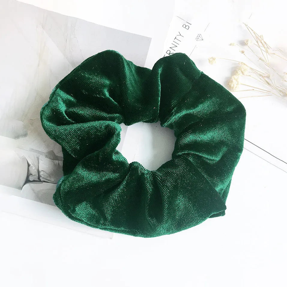 Flannel cloth hair tie for women – soft ponytail hair rope in multiple colour options including army green, black, camel, and wine red