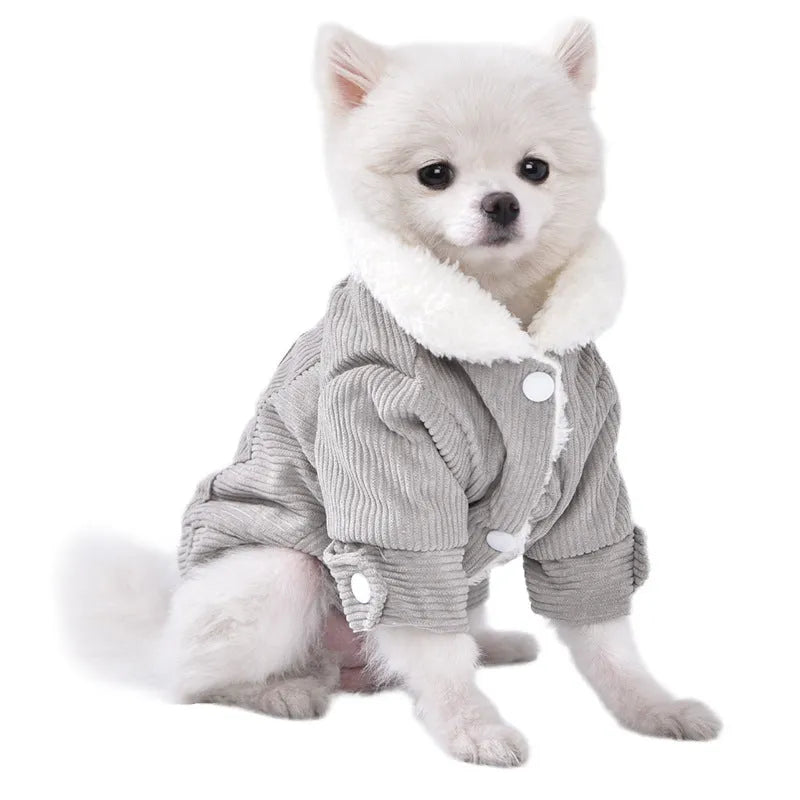 Grey fleece lined lambswool dog vest with wool lining for winter warmth