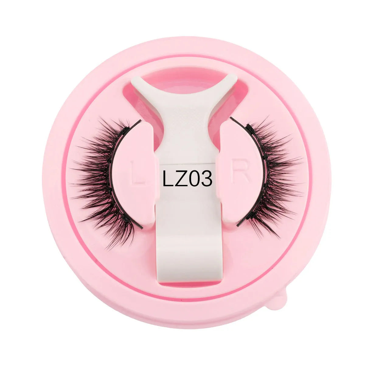 Set of reusable, glue-free waterproof false eyelashes in artificial fibre, showing natural thick 0.6-1.1mm lashes.