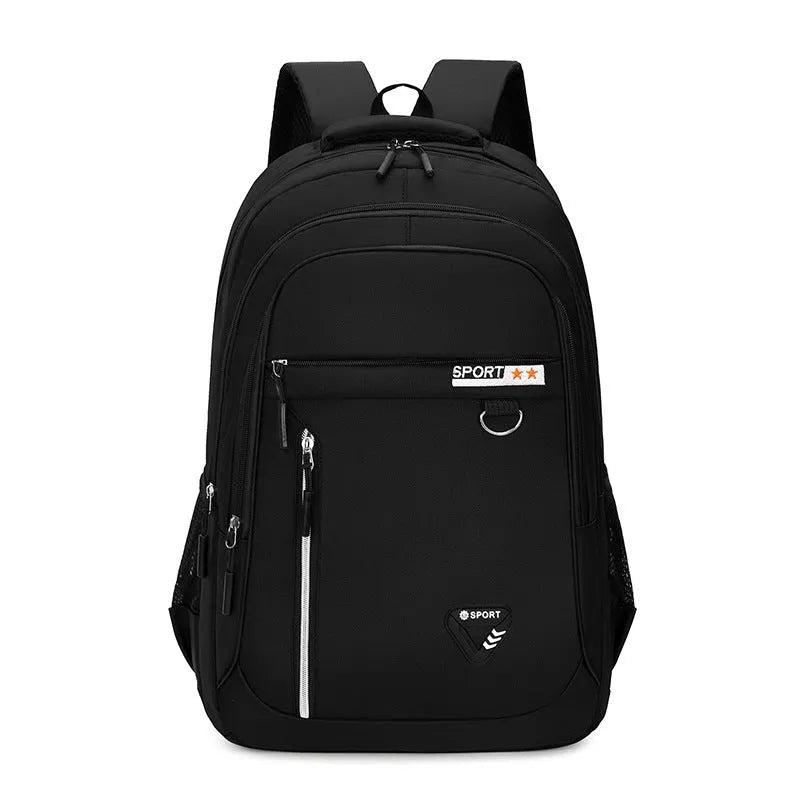 Men's Oxford cloth schoolbag in black with letter pattern and air pillow belt system