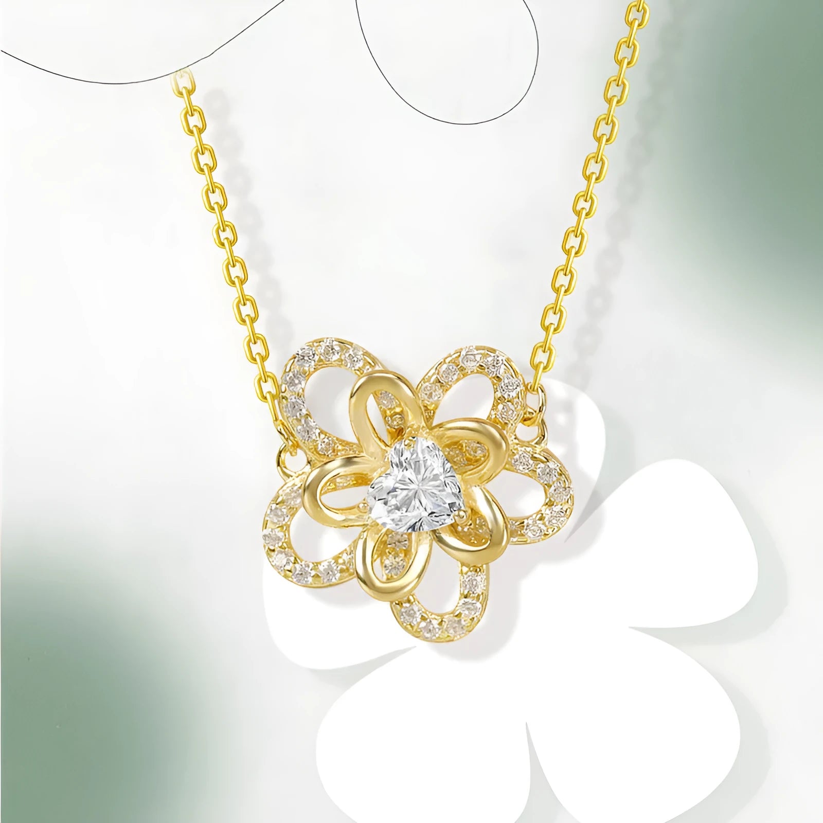 925 silver sunflower pendant necklace with cross chain for women