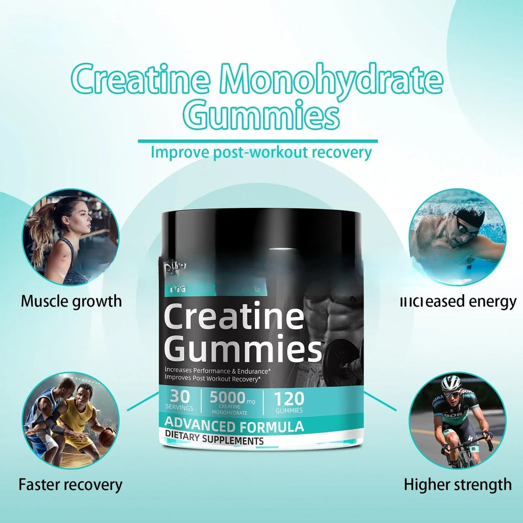Bottle of water creatine jelly supplement with 120 tablets for sports use