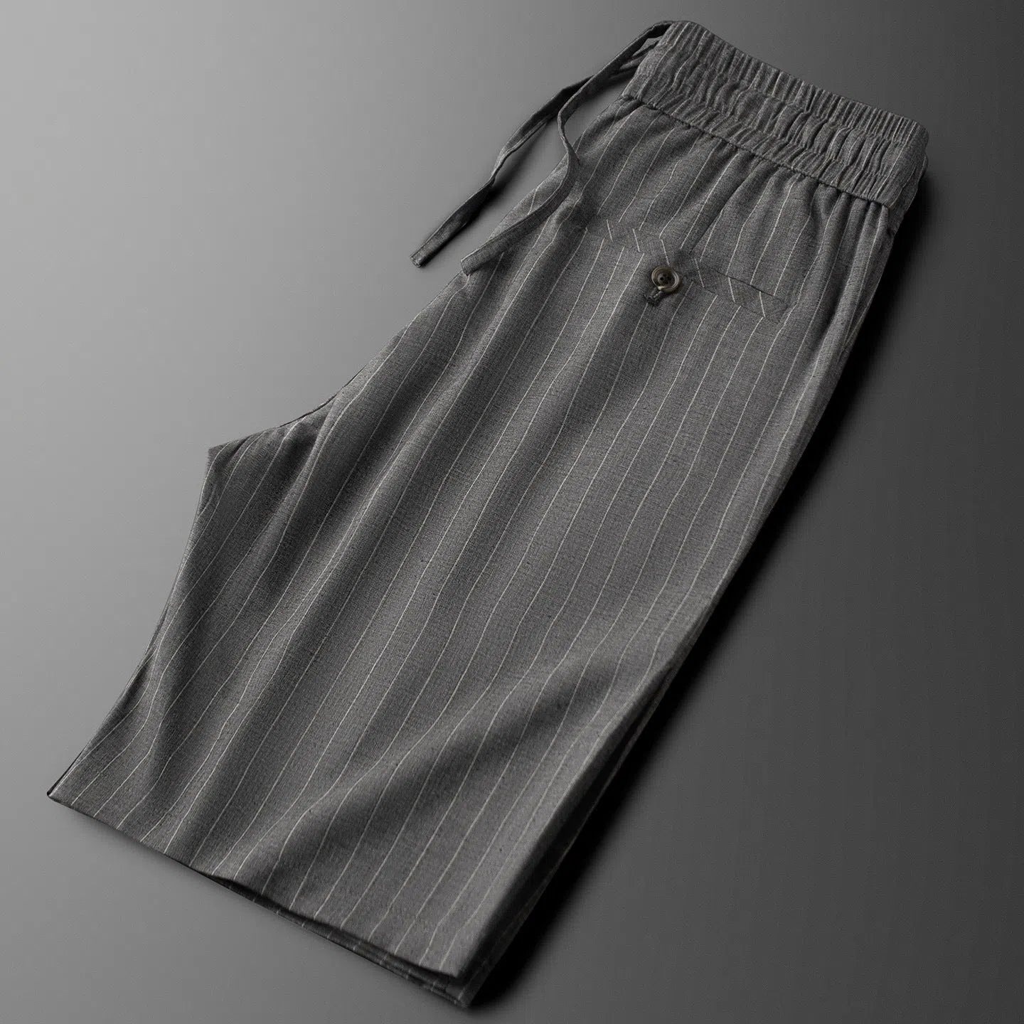 Men's ice-feeling linen fabric shorts loose fit polyester summer casual straight type in black gray