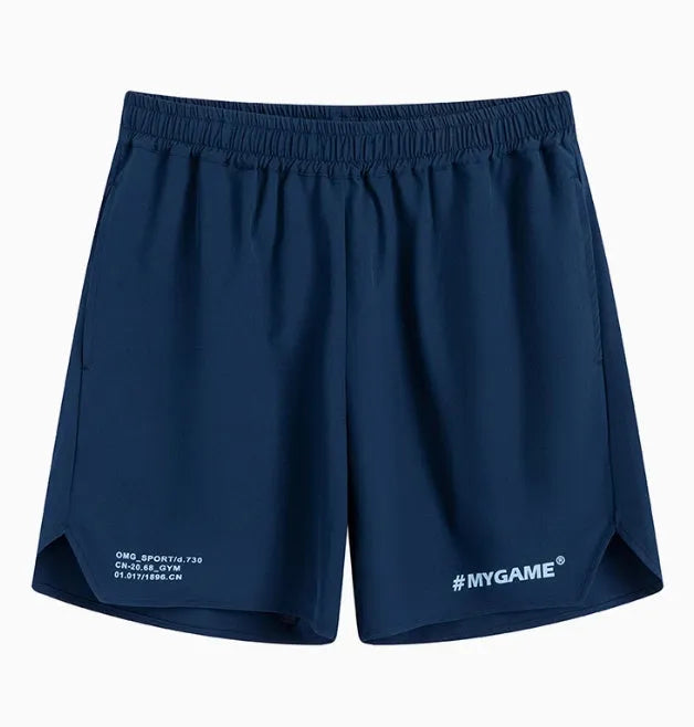 Men's grey fitness training shorts with moisture-wicking quick-dry fabric for workouts