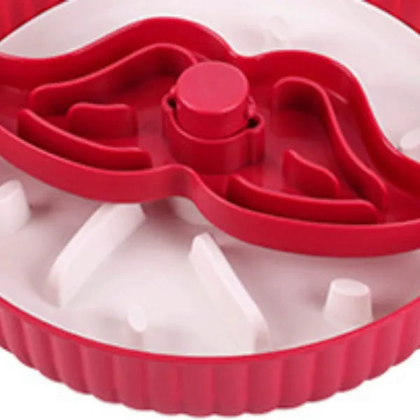 Pet feeding bowl with rotating game board and anti-choke silicone pad in multiple colour options
