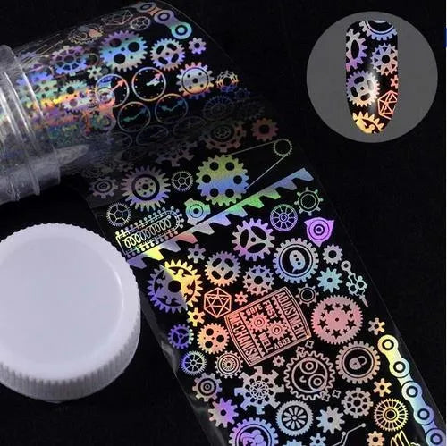 Nail sticker beauty products with 1 metre starry paper and 4 cm width in plastic bottle packaging