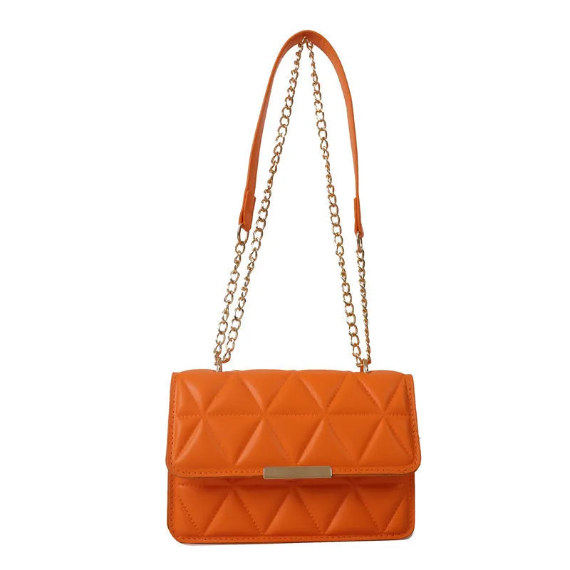 Women's retro PU messenger bag in horizontal square shape with stitching, 19cm x 13cm, rose red colour