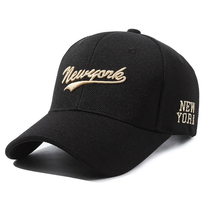 Hard crown baseball cap with embroidered letters in cotton, adjustable size, breathable sunshade