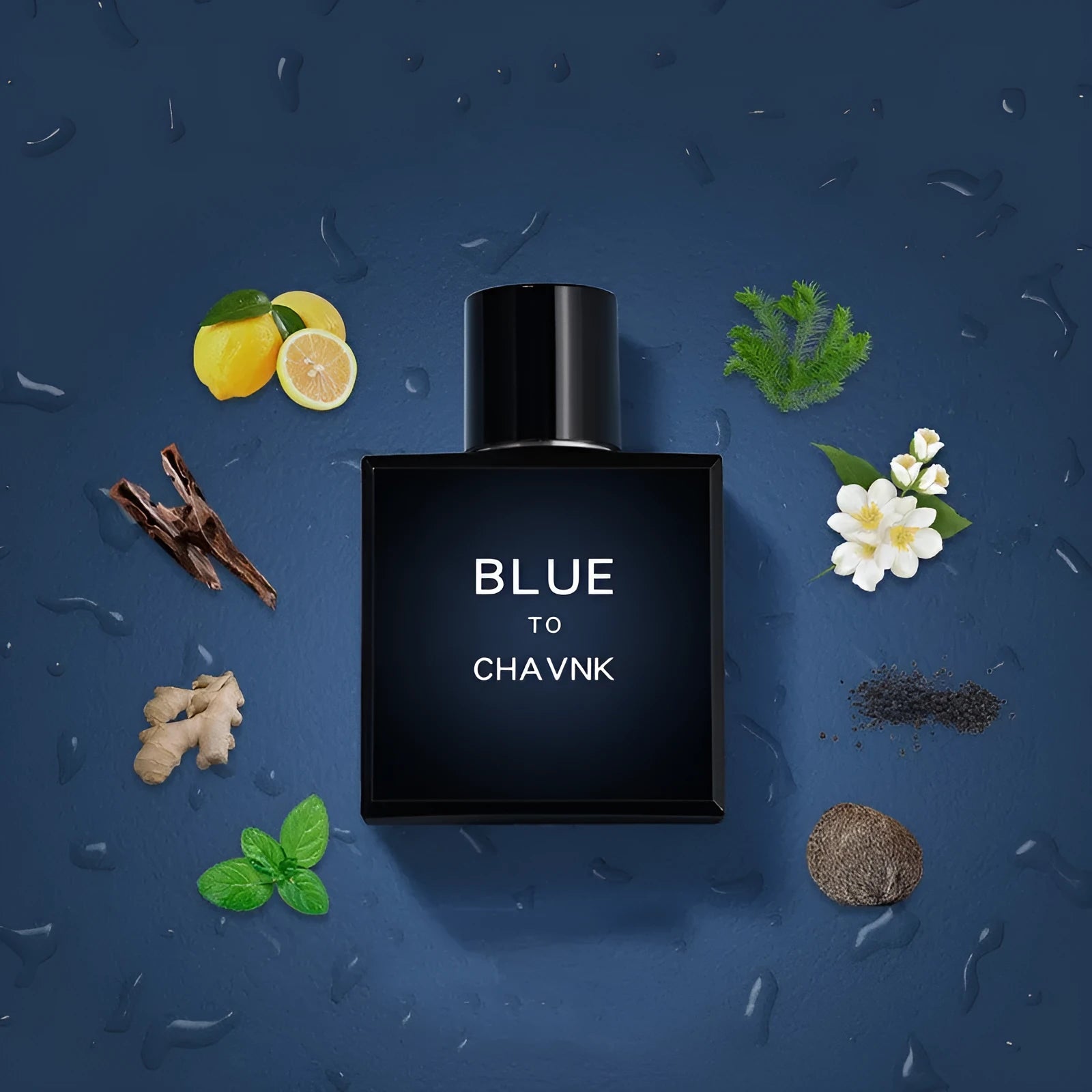 Men's perfume bottle with light woody fragrance, sandalwood and cedar notes, 100ml, black colour option