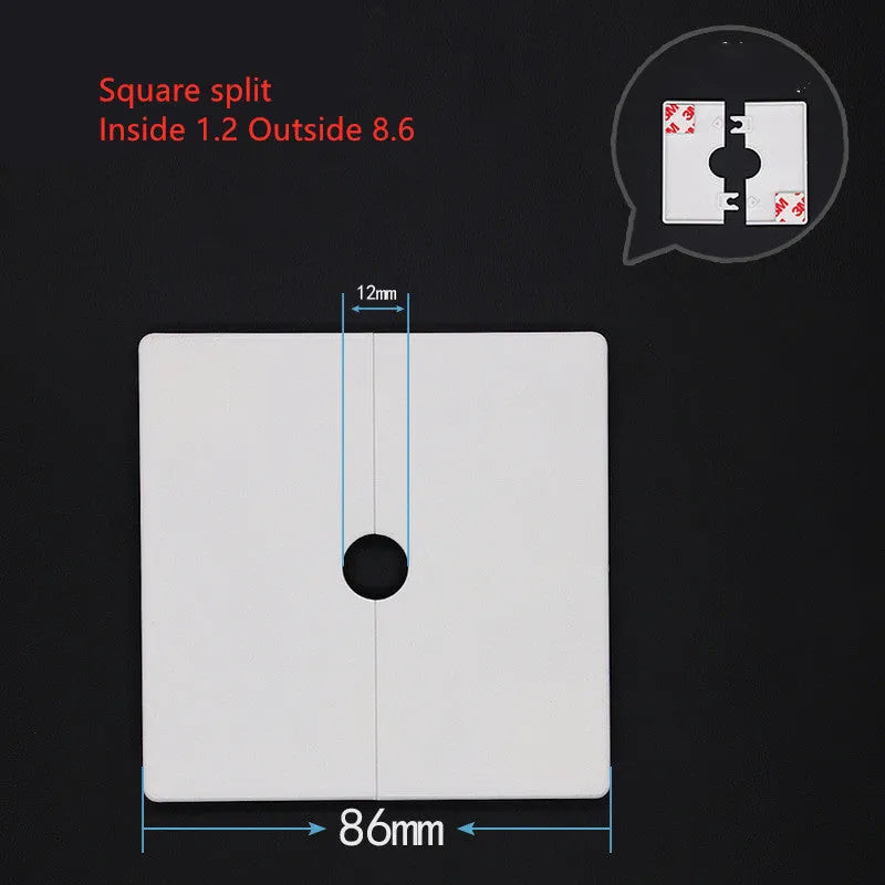 White ABS plastic decorative sticker covering ring for hiding wall holes and cables.