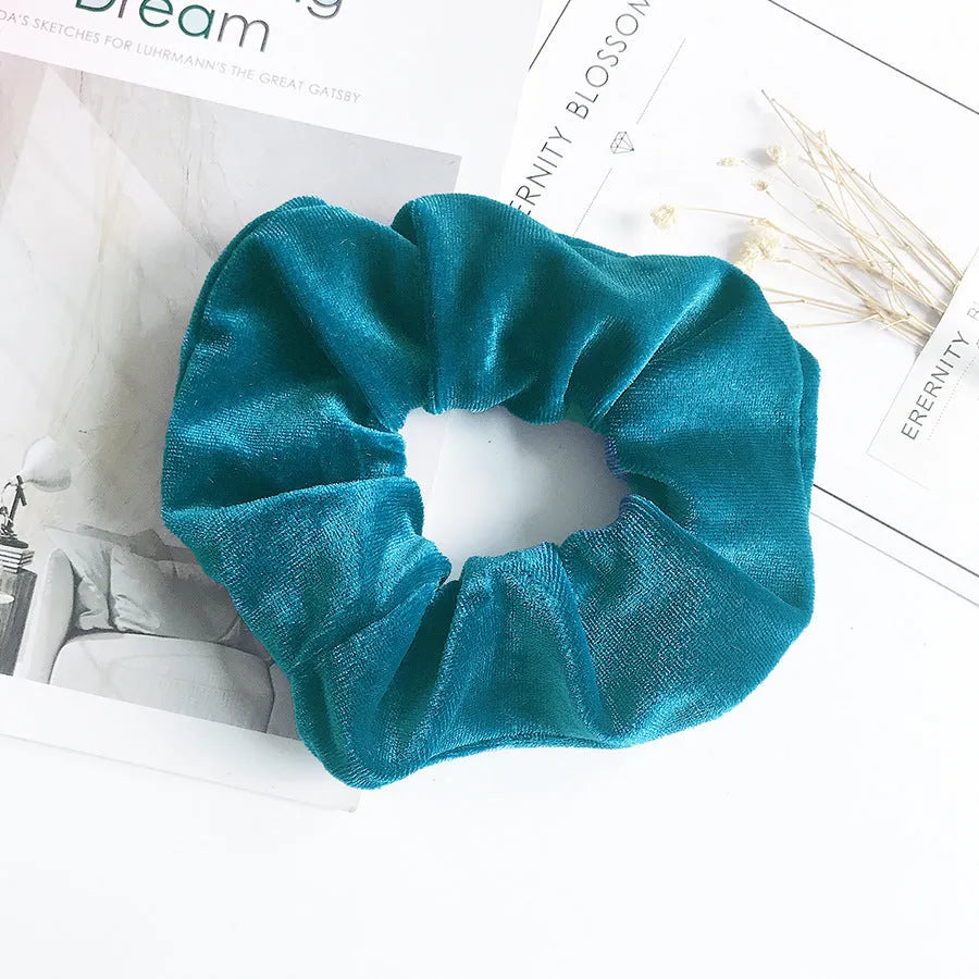 Flannel cloth hair tie for women – soft ponytail hair rope in multiple colour options including army green, black, camel, and wine red
