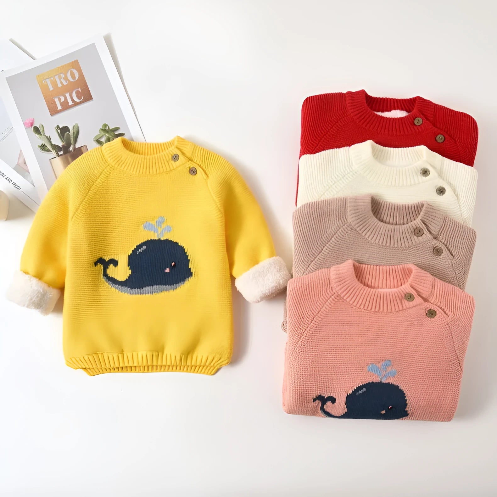 Baby plush warm cotton pullover long sleeve round neck top in chocolate colour