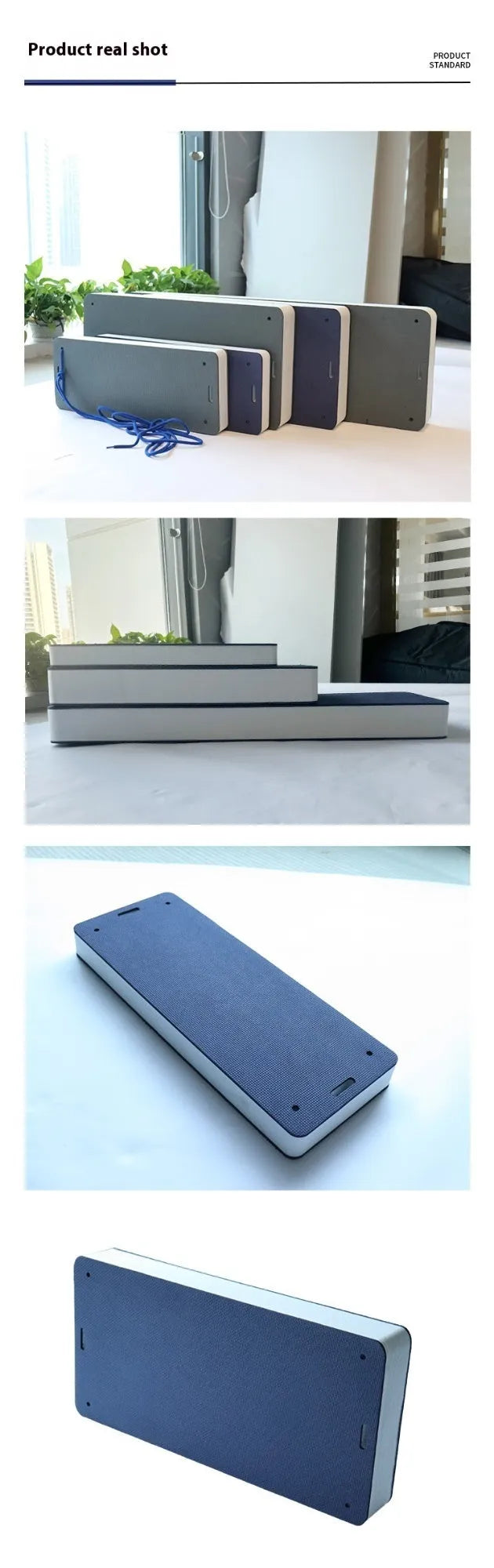 Blue and grey thickened EVA marine fenders in two sizes for boat docking protection