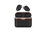 Black wireless Bluetooth stereo headset with charging stand