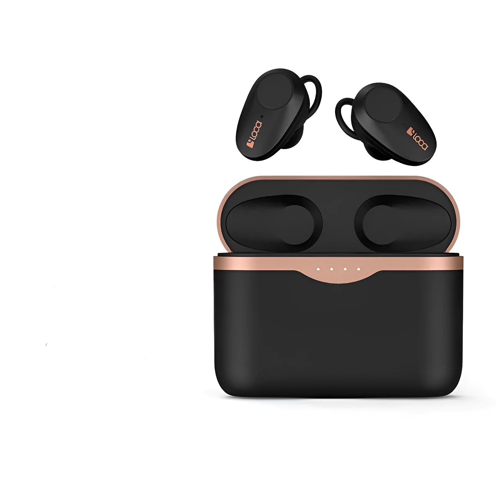 Black wireless Bluetooth stereo headset with charging stand