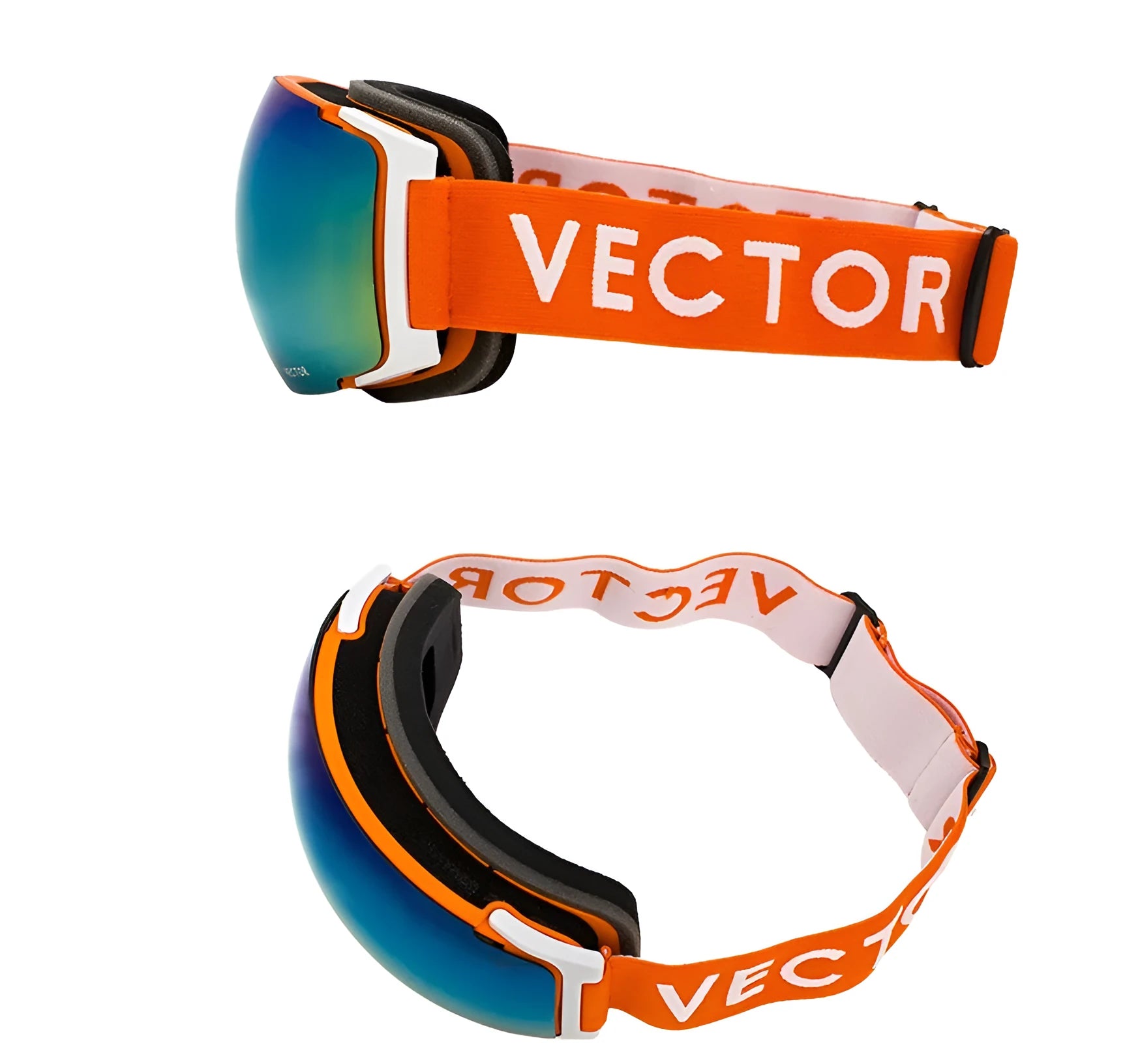 Compass ski goggles with double-layer anti-fog spherical lens and magnetic lens change system in blue colour