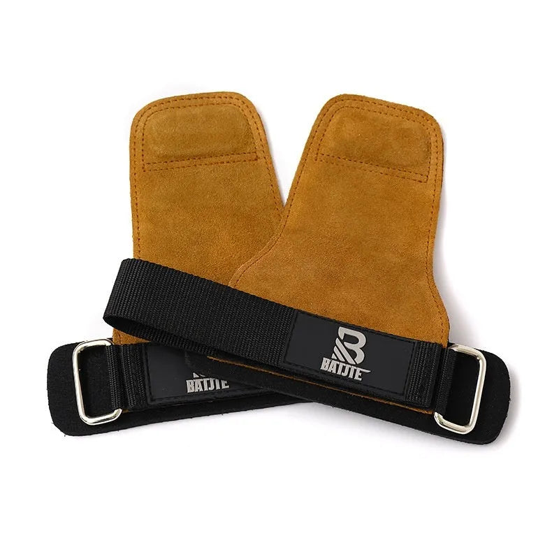 Brown fitness wrist protector with grip strength bands for pull-up training